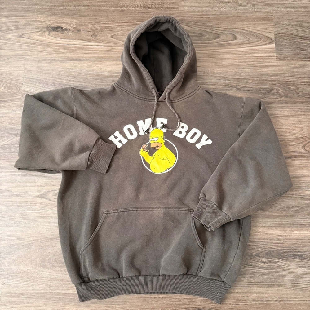 Vtg The Simpsons Homer Simpson Home Boy Graphic Hoodie Faded black Mens Medium - Picture 2 of 9